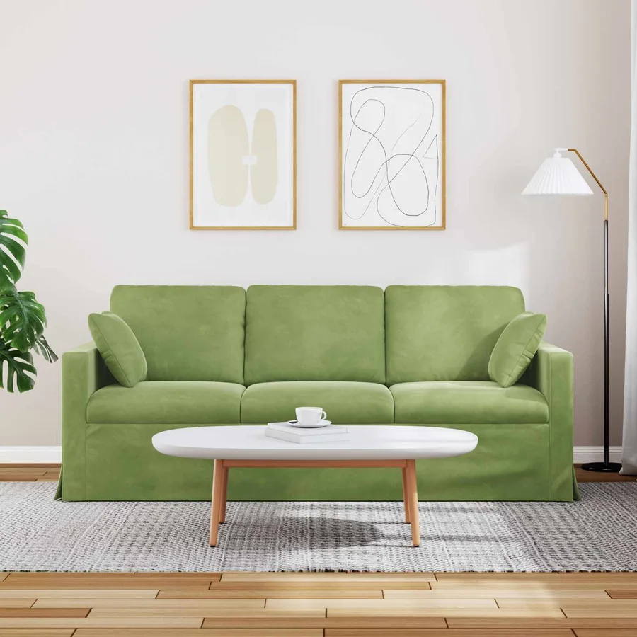 Canapé Vert clair 198 x 78 x 80 cm Velours - 3