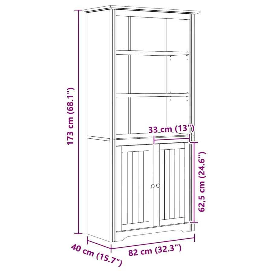 Bibliothèque BODO Marron miel 82 x 40 x 173 cm - 8