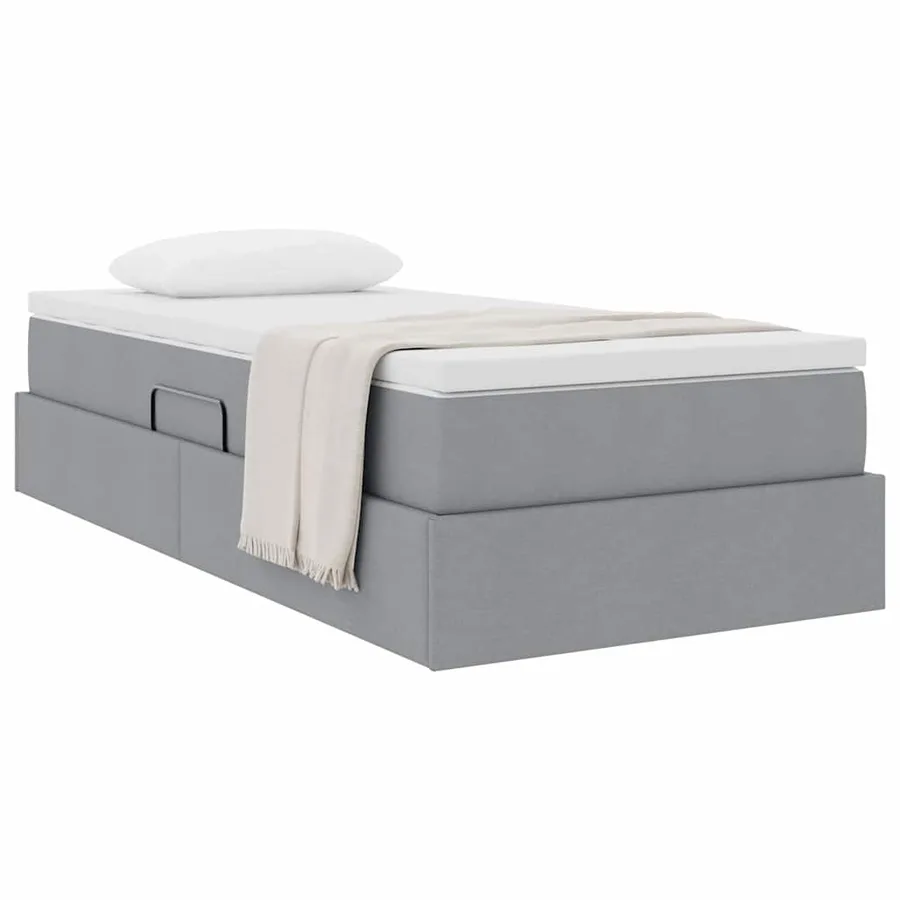 Lit avec rangement et matelas Gris clair 100 x 200 cm Polyester - 3
