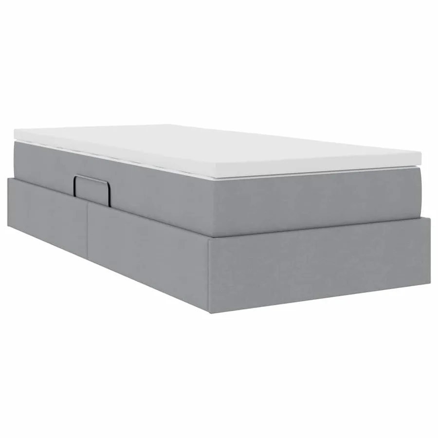 Lit avec rangement et matelas Gris clair 100 x 200 cm Polyester - 5