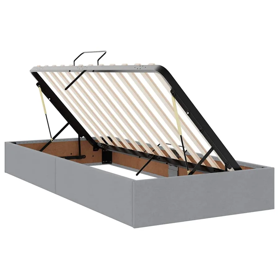 Lit avec rangement et matelas Gris clair 100 x 200 cm Polyester - 6