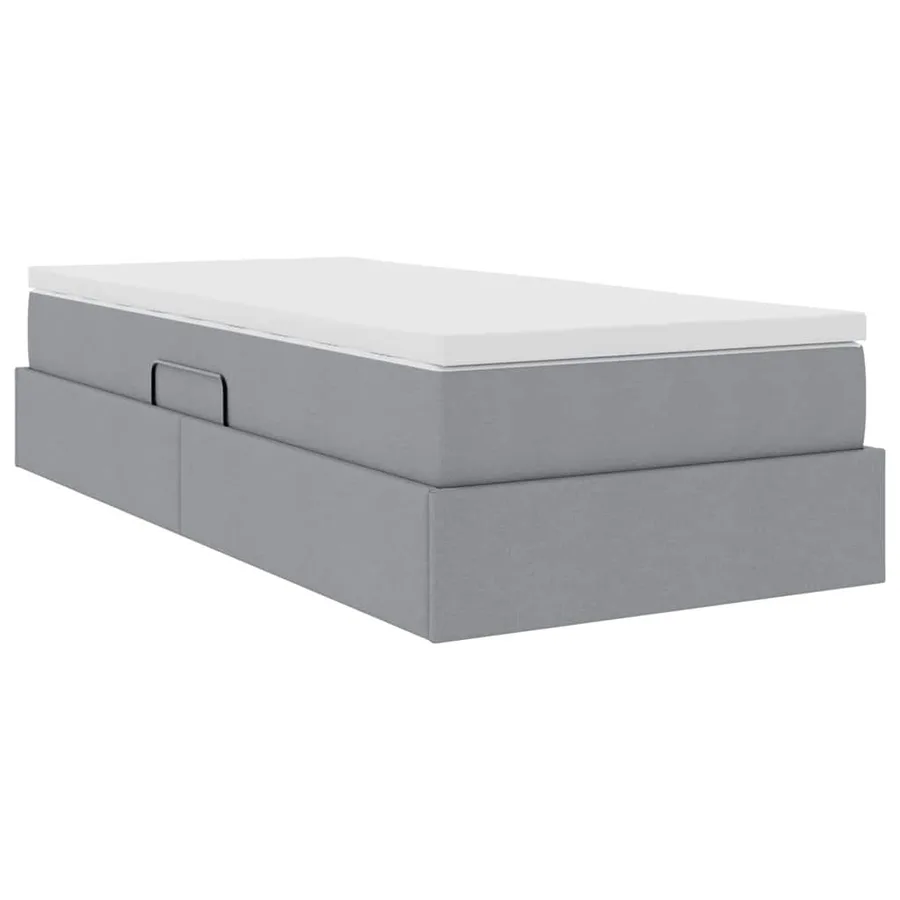 Lit avec rangement et matelas Gris clair 100 x 200 cm Polyester - 8