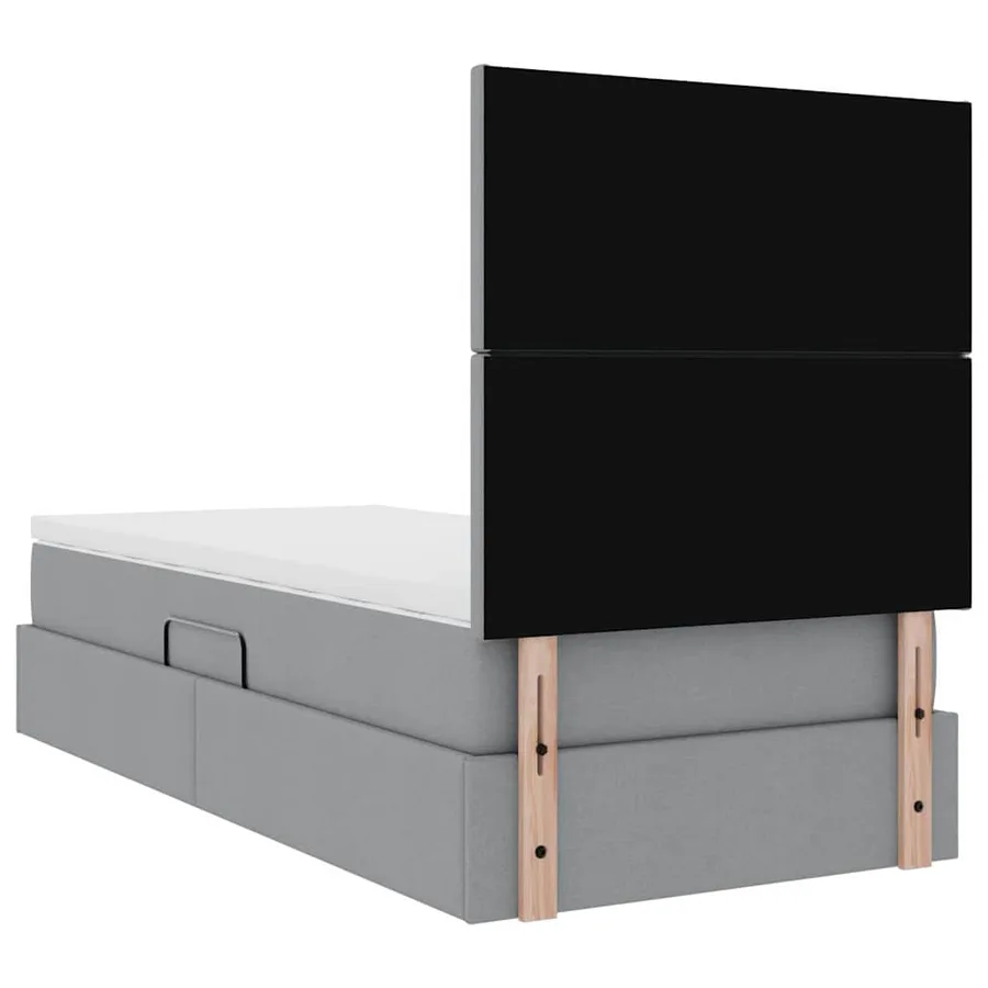 Lit de rangement LED avec matelas Gris clair 100 x 200 cm Tissu - 12