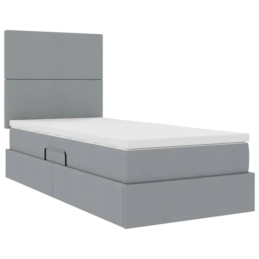 Lit de rangement LED avec matelas Gris clair 100 x 200 cm Tissu - 6