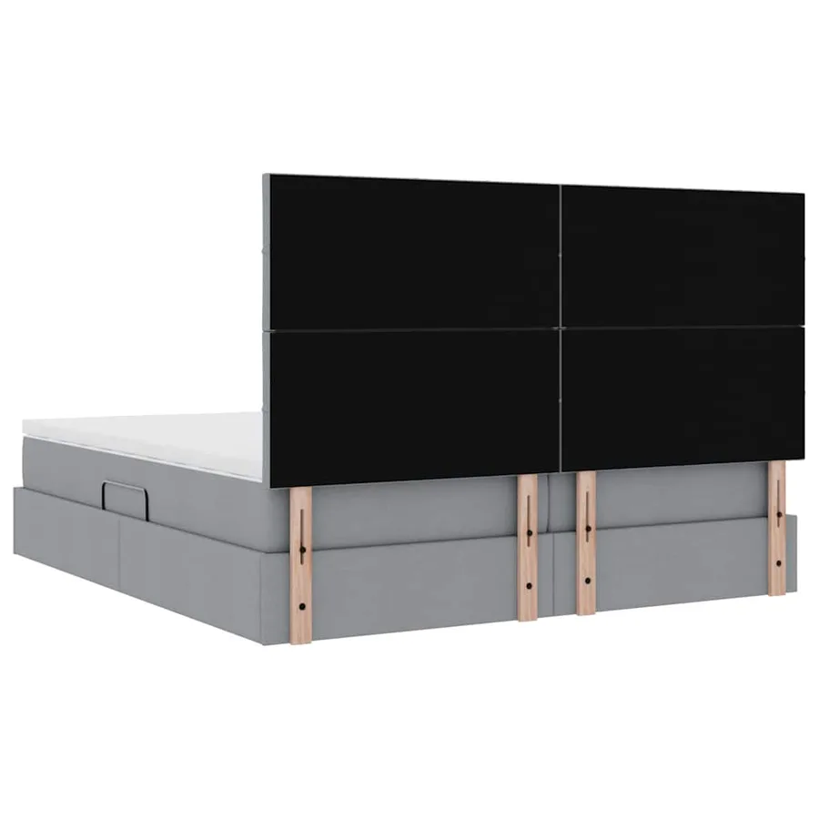 Lit de Rangement avec tête de lit Gris clair 200 x 200 cm Tissu - 12