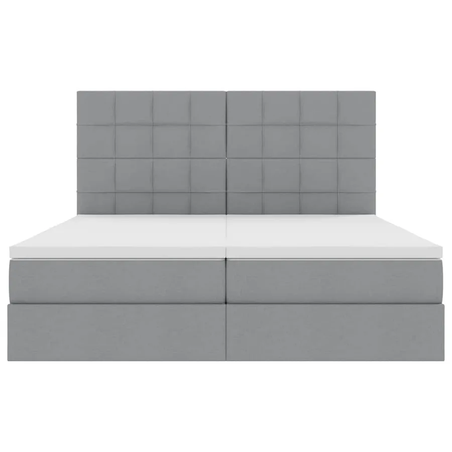 Lit de Rangement avec tête de lit Gris clair 200 x 200 cm Tissu - 8