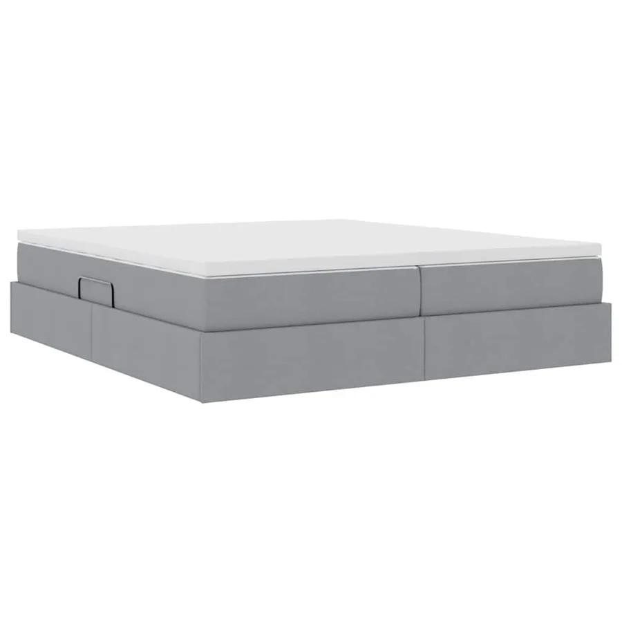 Lit avec rangement et matelas Gris clair 200 x 200 cm Polyester - 8