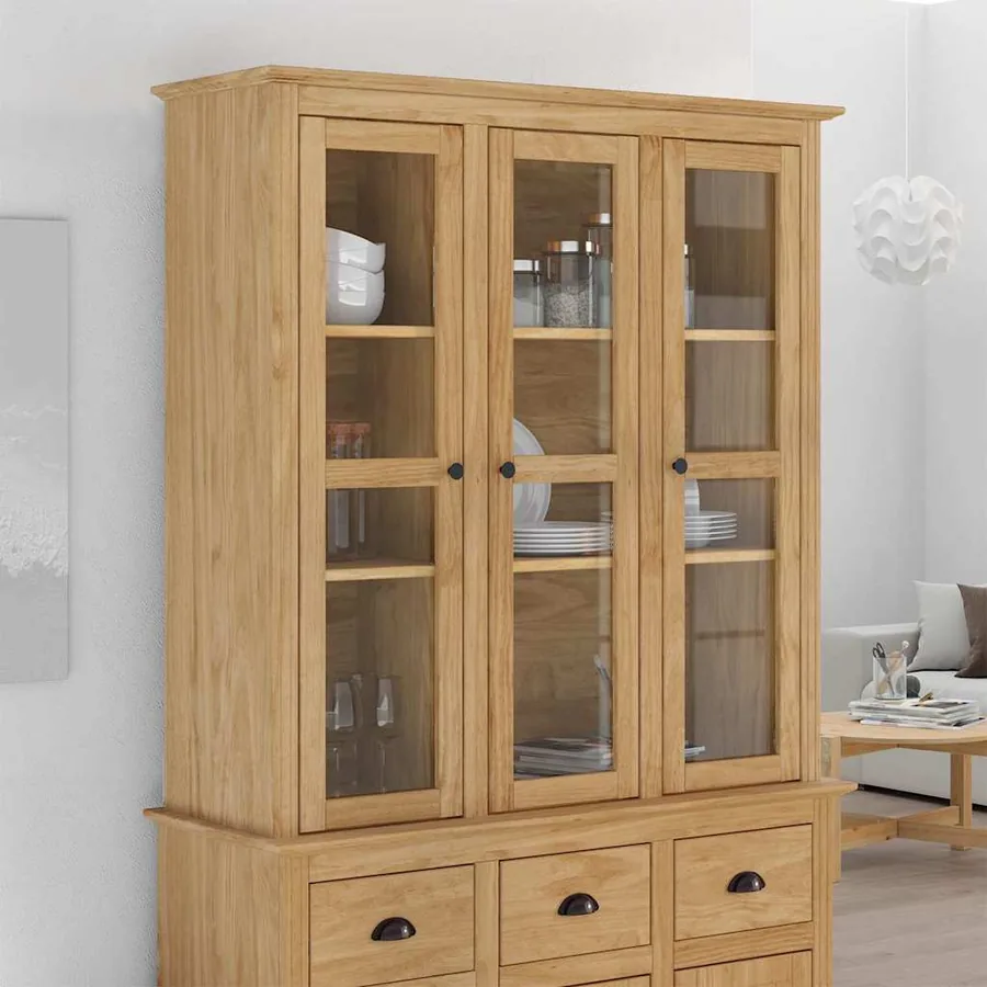 Meuble avec Portes en Verre BODO Marron miel