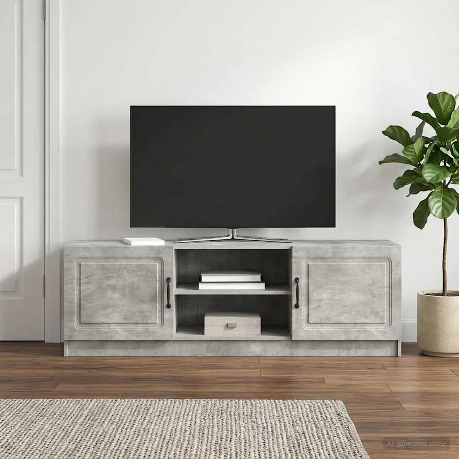 Meuble TV Gris béton 150 x 31 x 47 cm Bois d'ingénierie - 4