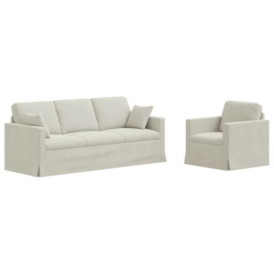 Ensemble de Canapés 2 pcs Crème 198 x 78 x 80 cm Velours - 2
