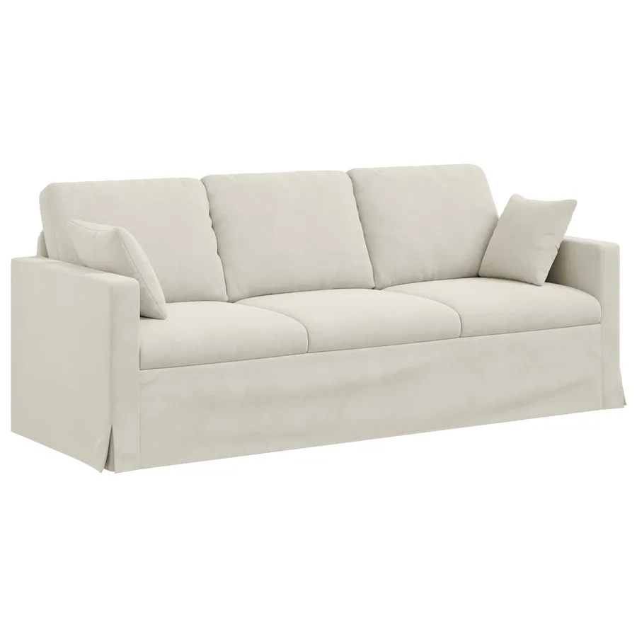 Ensemble de Canapés 2 pcs Crème 198 x 78 x 80 cm Velours - 5