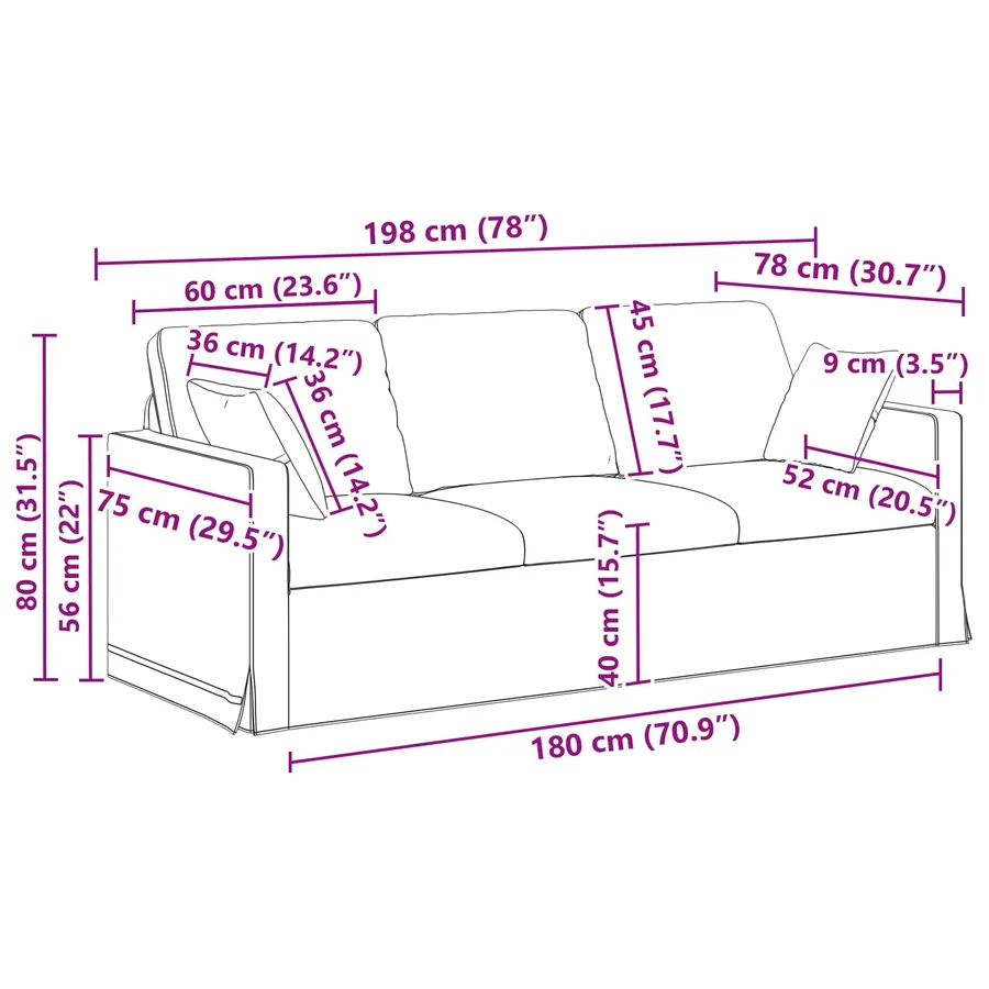 Ensemble de Canapés 2 pcs Crème 198 x 78 x 80 cm Velours - 8