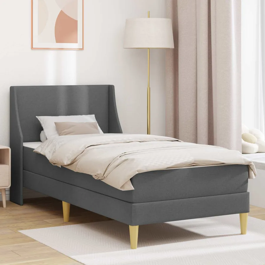 Cadre de lit avec matelas Gris 90 x 190 cm Polyester