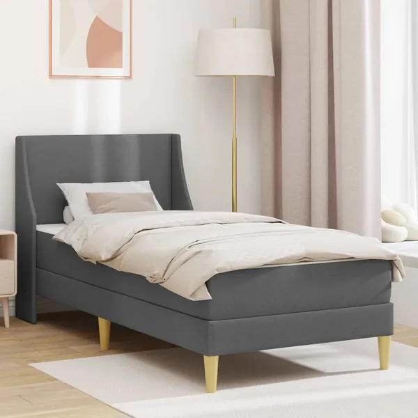 Cadre de lit avec matelas Gris 90 x 190 cm Polyester