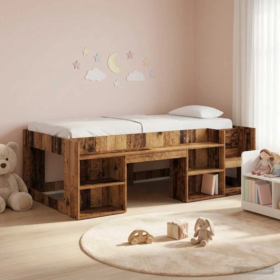 Cadre de lit pour enfants avec rangement Bois ancien