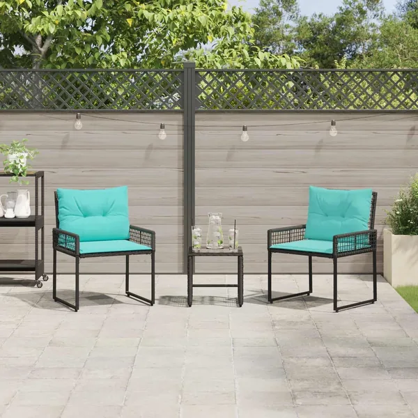 Ensemble de meubles d'extérieur 3 pcs Noir et turquoise