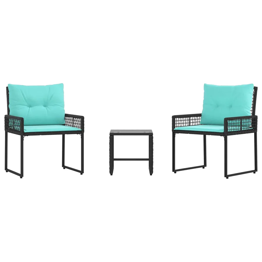 Ensemble de meubles d'extérieur 3 pcs Noir et turquoise - 2