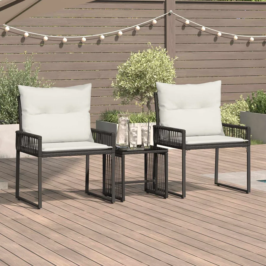 Ensemble de meubles d'extérieur 7 pcs Noir et blanc crème