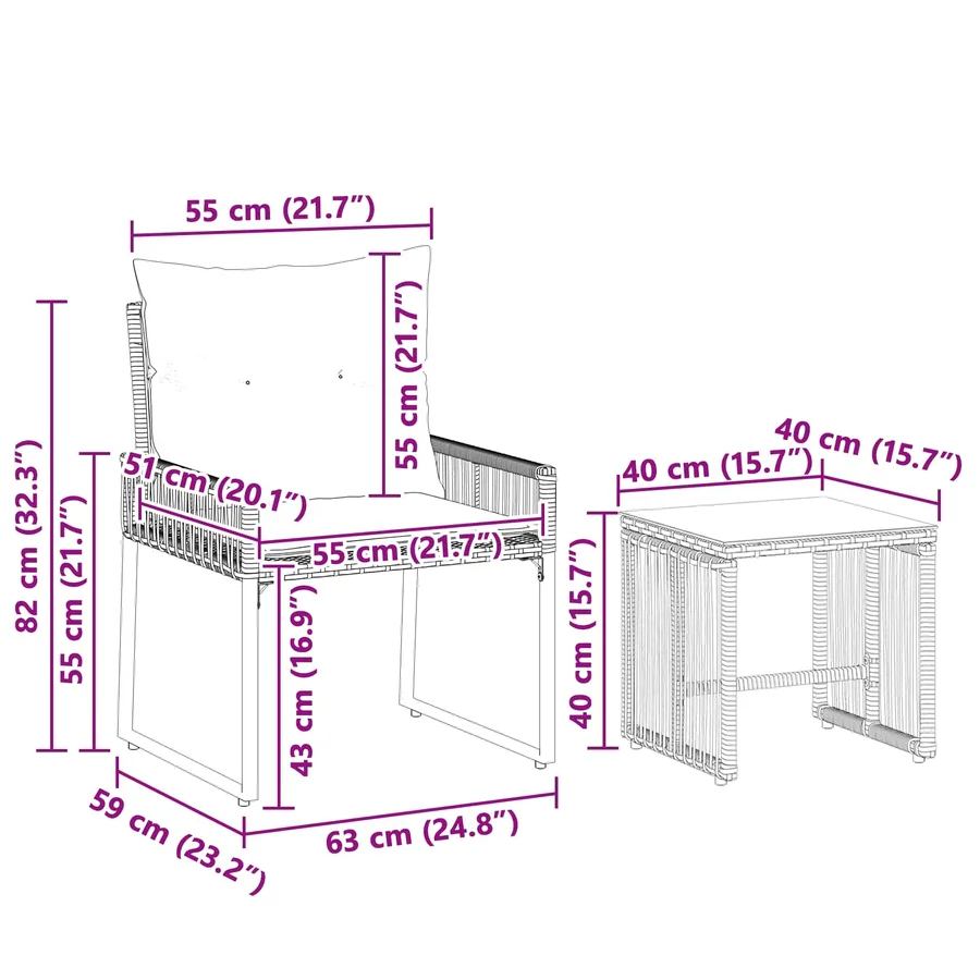 Ensemble de meubles d'extérieur 7 pcs Noir et blanc crème - 13