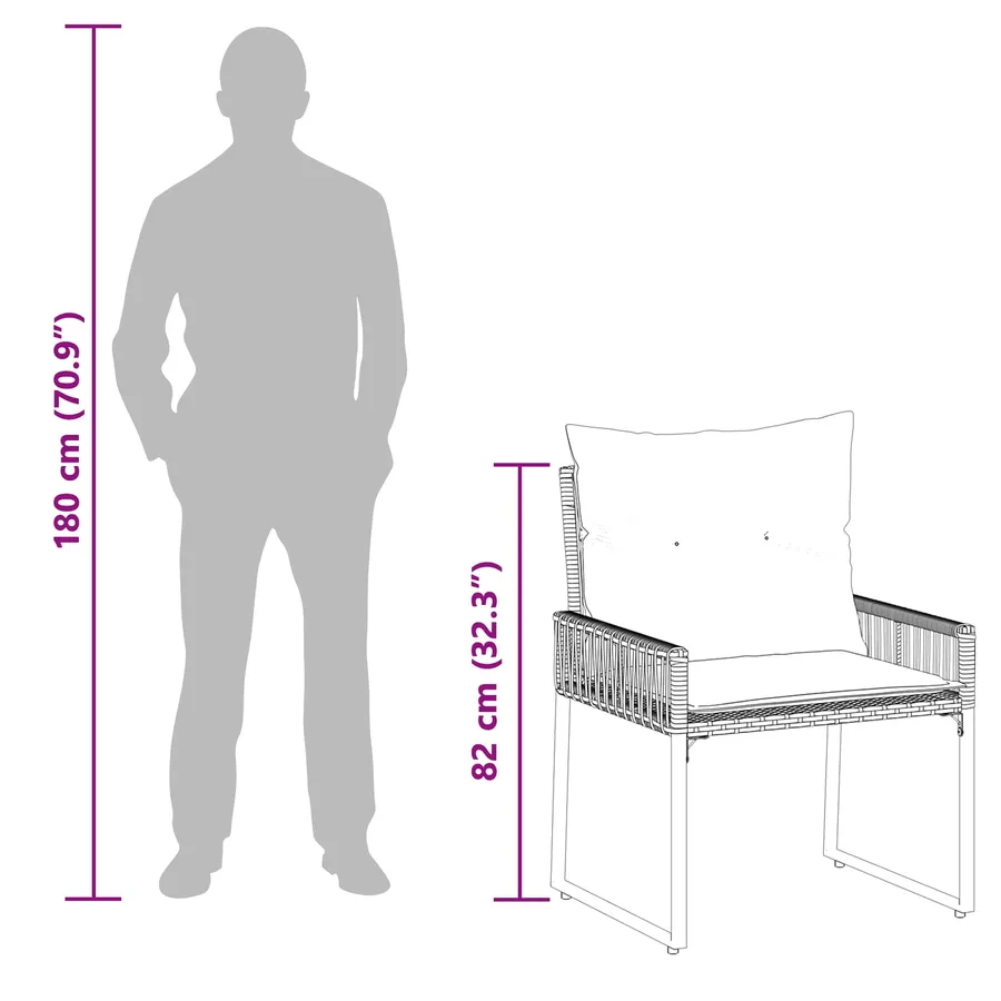 Ensemble de meubles d'extérieur 7 pcs Noir et blanc crème - 14