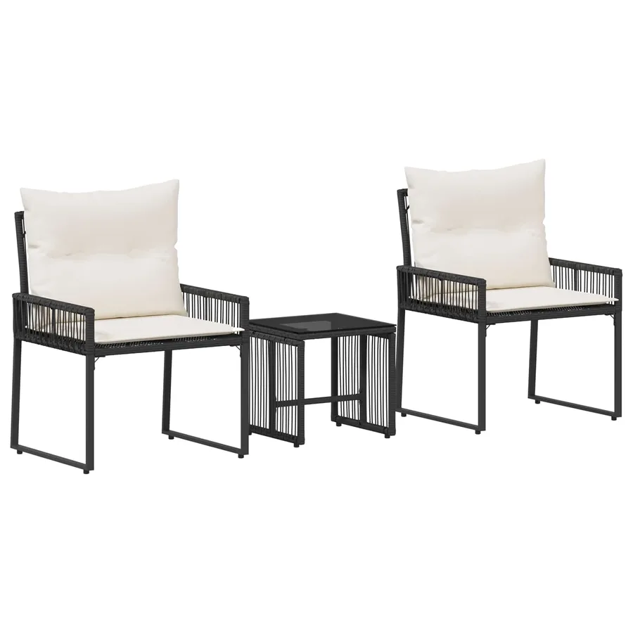 Ensemble de meubles d'extérieur 7 pcs Noir et blanc crème - 2