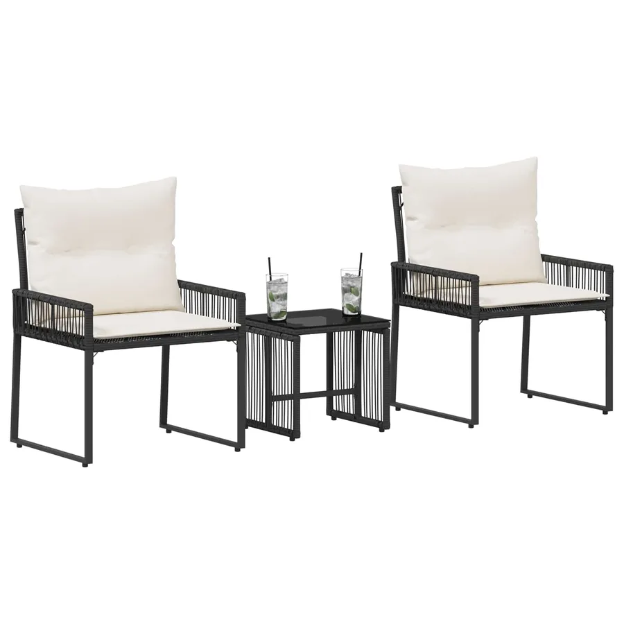 Ensemble de meubles d'extérieur 7 pcs Noir et blanc crème - 3