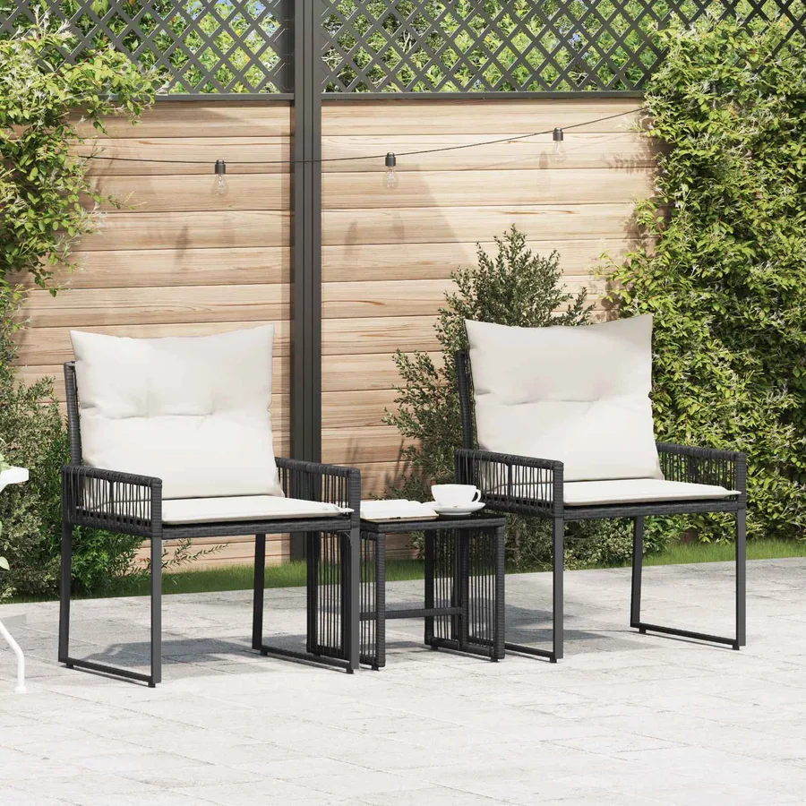 Ensemble de meubles d'extérieur 7 pcs Noir et blanc crème - 4