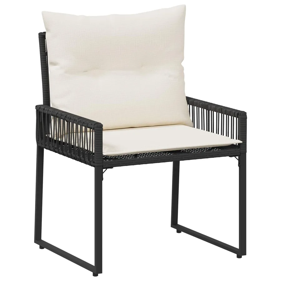 Ensemble de meubles d'extérieur 7 pcs Noir et blanc crème - 5