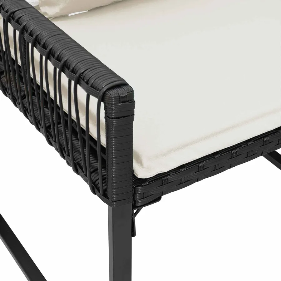 Ensemble de meubles d'extérieur 7 pcs Noir et blanc crème - 9