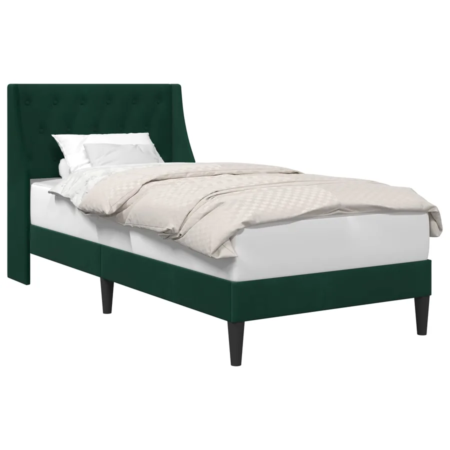 Cadre de lit avec tête de lit Vert foncé 90 x 200 cm Velours - 2