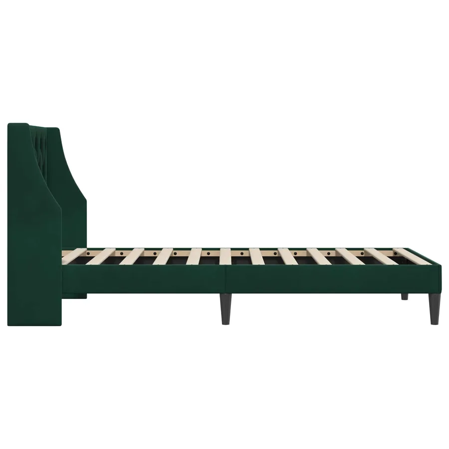Cadre de lit avec tête de lit Vert foncé 90 x 200 cm Velours - 5