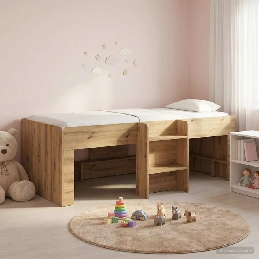 Cadre de Lit Élevé pour Enfants Chêne artisanal 98,5 x 200 cm