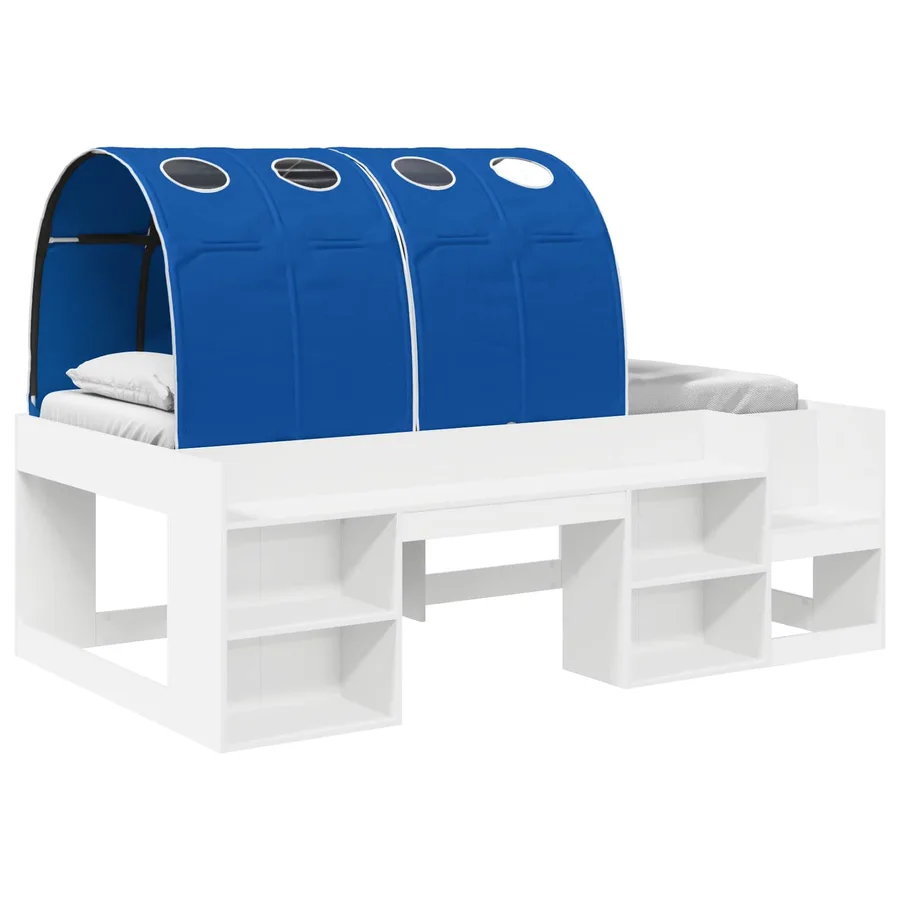 Cadre de lit avec tunnel 3 pc Blanc et bleu Bois d’ingénierie - 2