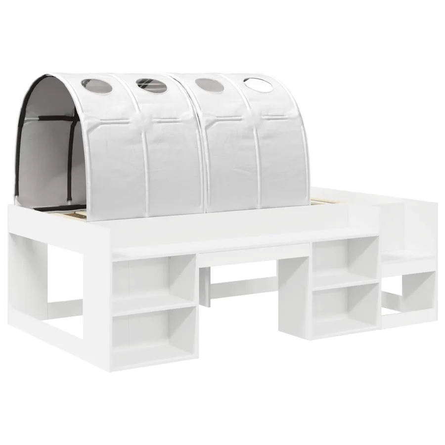 Cadre de lit avec tunnel 3 pc Blanc Bois d’ingénierie - 3