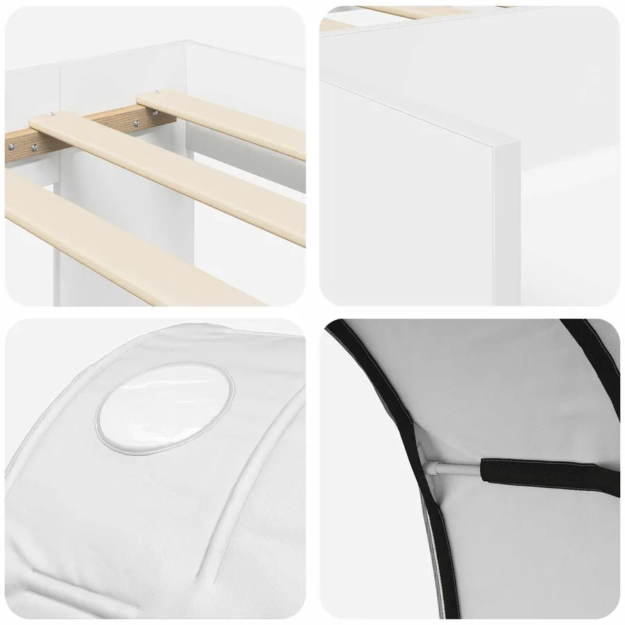 Cadre de lit avec tunnel 3 pc Blanc Bois d’ingénierie - 9