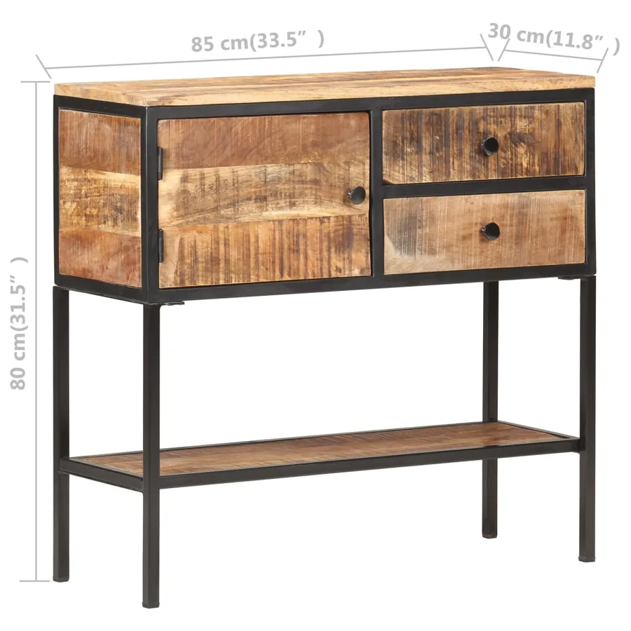 Buffet 85x30x80 cm Bois de manguier brut - 8