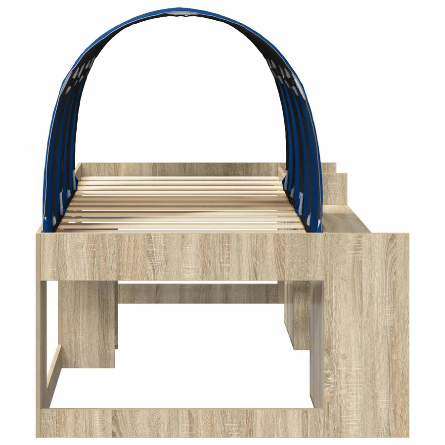 Cadre de lit avec tunnel avec étagère 3 pc Chêne Sonoma et bleu - 7