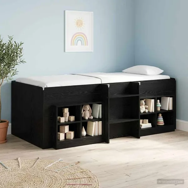 Cadre de Lit Élevé pour Enfants Chêne noir 98,5 x 200 cm