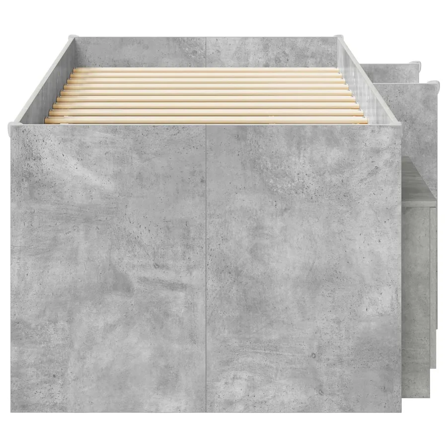 Cadre de lit en mezzanine avec cabinet 3 pc Gris béton - 4