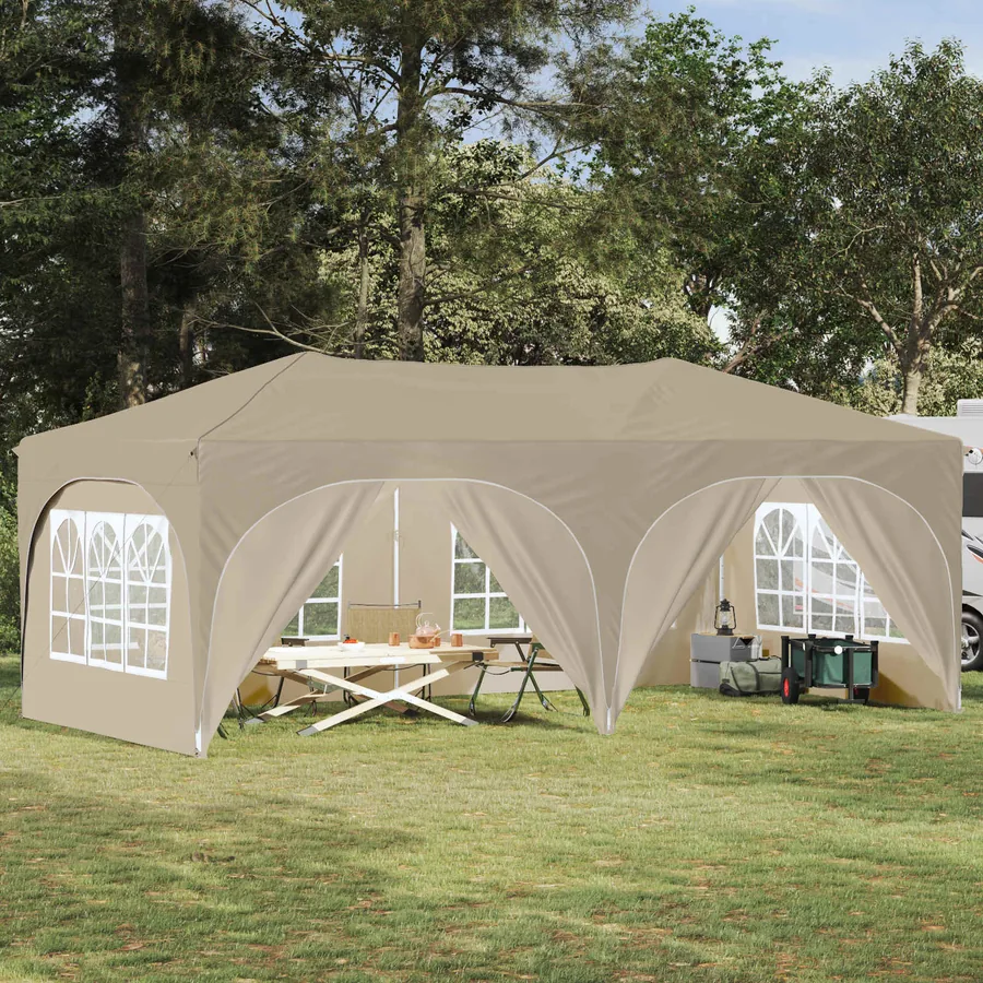 Tente de fête pop-up 575 x 288 x 245 cm Crème Tissu Oxford