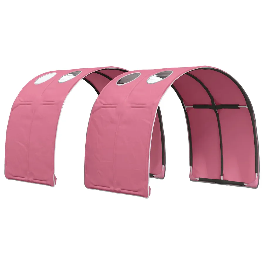 Lit avec Tunnel 3 pc Blanc et rose Bois d'ingénierie - 5