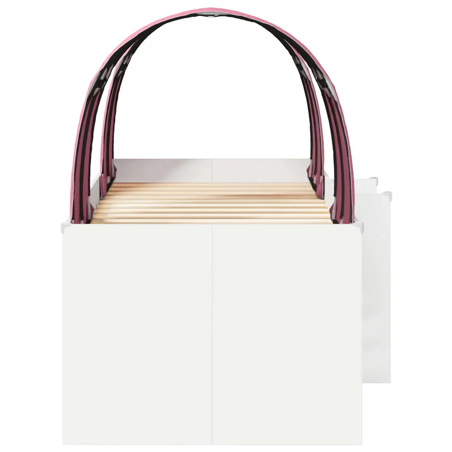 Lit avec Tunnel 3 pc Blanc et rose Bois d'ingénierie - 7