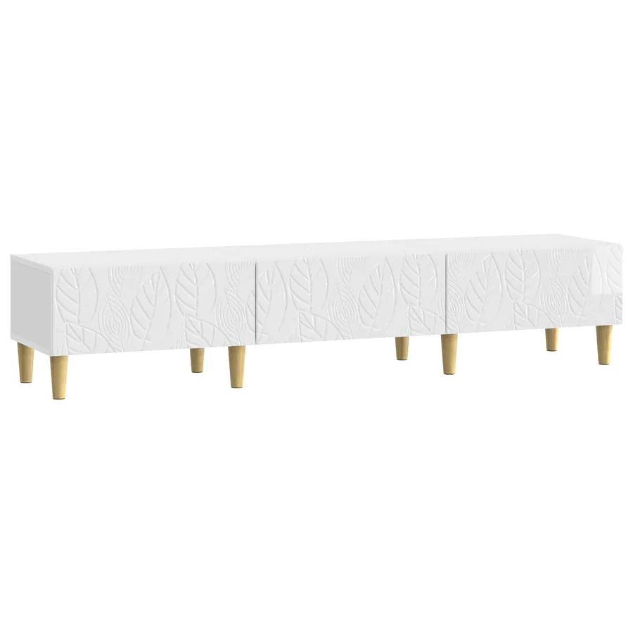 Meuble TV 147 x 34,5 x 30 cm Blanc brillant Bois d'ingénierie - 2