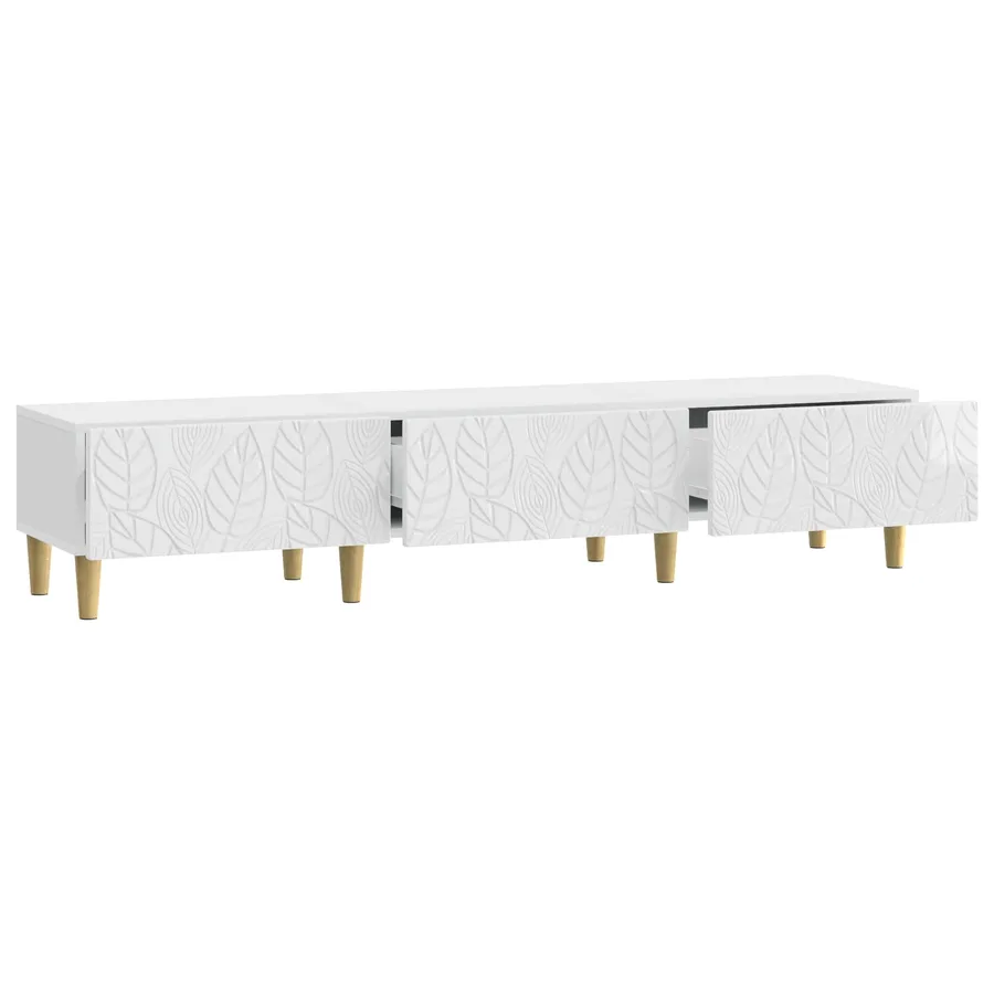 Meuble TV 147 x 34,5 x 30 cm Blanc brillant Bois d'ingénierie - 4