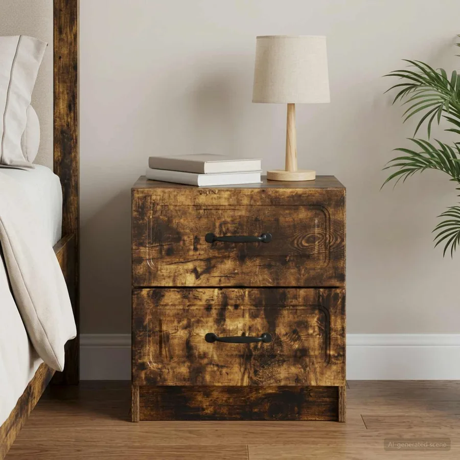 Cabinet de chevet avec tiroir Chêne fumé 43 x 34,5 x 44,5 cm