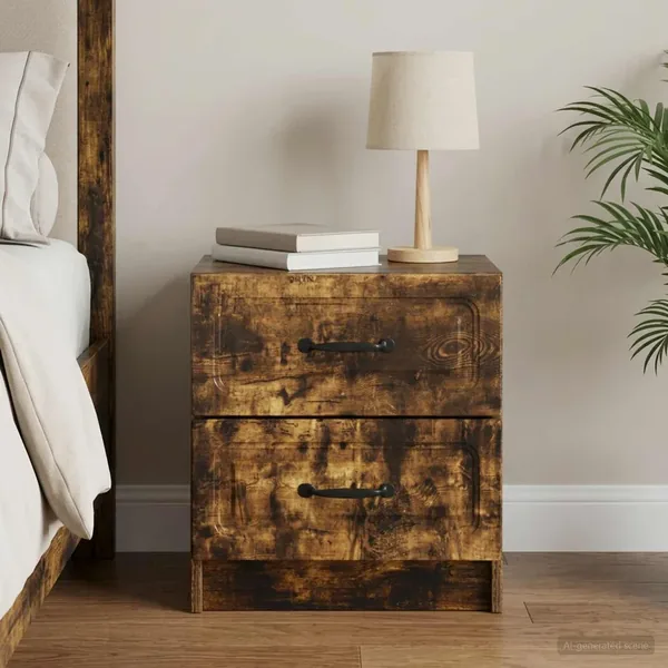 Cabinet de chevet avec tiroir Chêne fumé 43 x 34,5 x 44,5 cm
