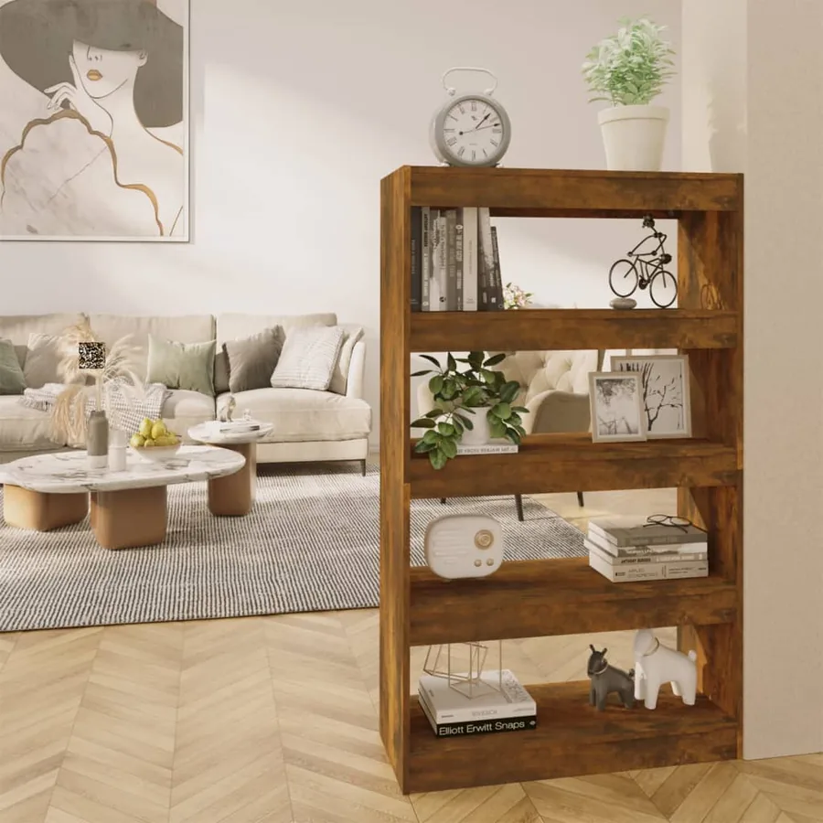 Bibliothèque/Séparateur de pièce Chêne fumé Bois d'ingénierie