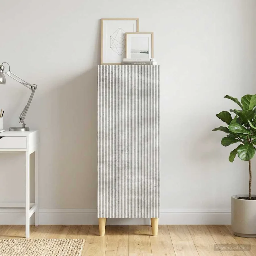 Buffet Gris béton 33 x 34,5 x 90 cm Bois d'ingénierie