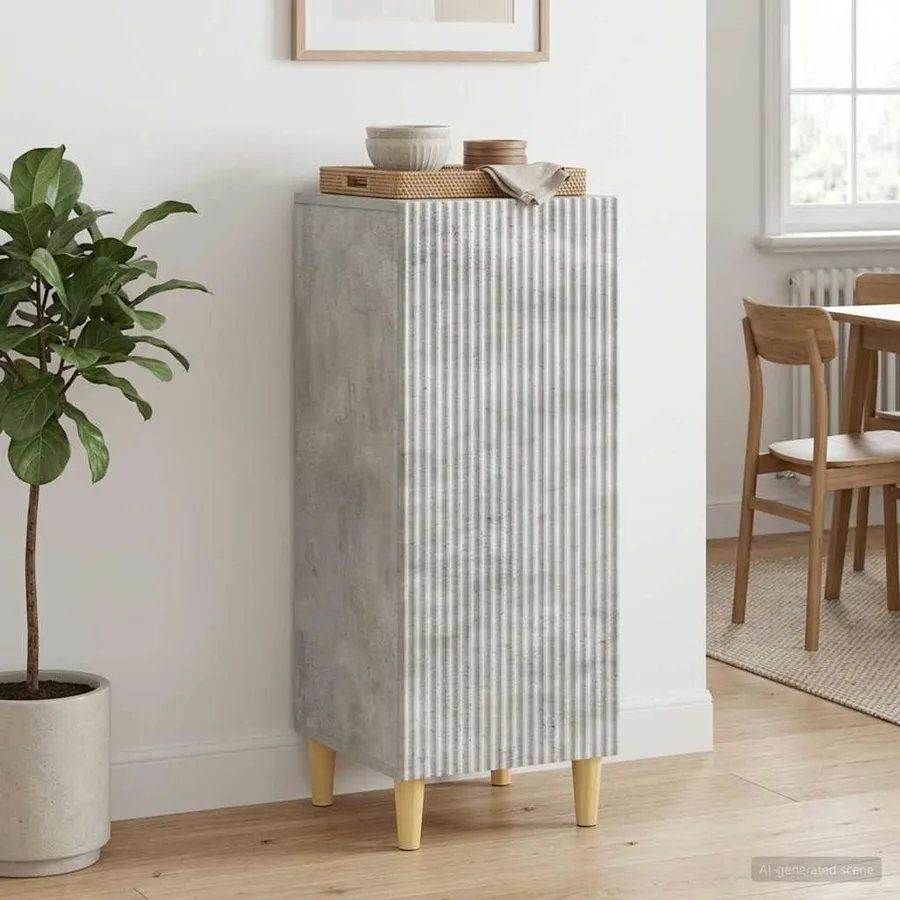 Buffet Gris béton 33 x 34,5 x 90 cm Bois d'ingénierie - 4