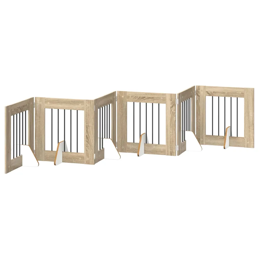 Porte de chien pliable avec supports 6 pcs Chêne Sonoma 362 cm - 2